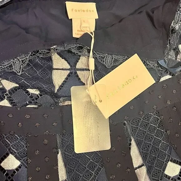 FOXIEDOX Bravo Zulu Metallic Lace Midi A-line Dress BNWT - Picture 6 of 6